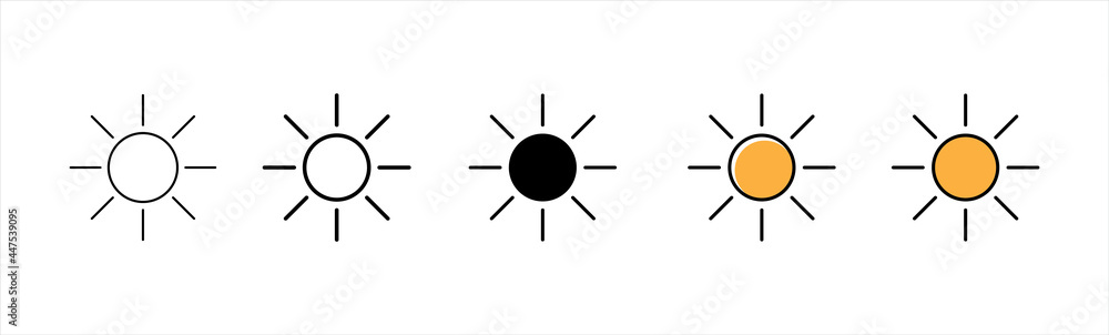 Sun vector icons designed in filled, outline, line and stroke style can be used for web, app, mobile, ui, Vector illustration Sun vector icons designed in filled, outline, line and stroke style can be used for web, app, mobile, ui, Vector illustration