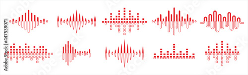 Sound wave. Audio wave set. Vector illustration photo