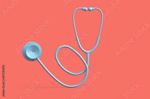 Teal stethoscope on pink background. 3D illustration