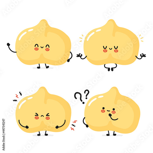Cute funny chickpea bean character set collection. Vector flat cartoon kawaii character illustration icon. Isolated on white background. Chickpea pea, bean cartoon character bundle concept
