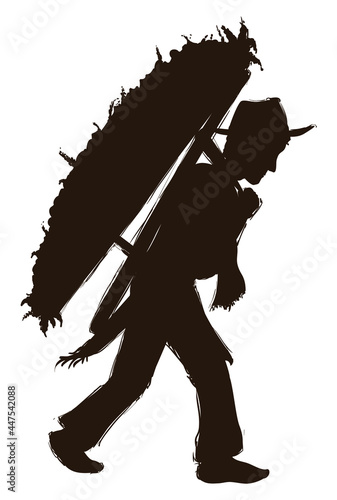 Silhouette in sketch style of a Colombian Silletero man, Vector illustration