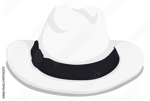 Isolated white hat decorated with black ribbon, Vector illustration photo