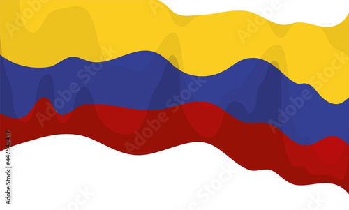 Waving tricolour fabric with the Colombian flag colors, Vector illustration