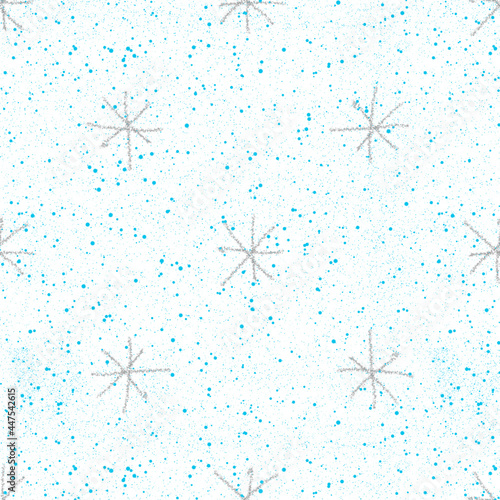 Hand Drawn grey Snowflakes Christmas Seamless Patt