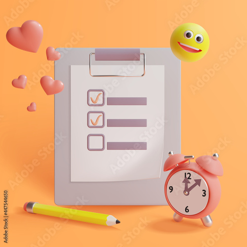 Realistic Detailed 3d Clipboard with Check Marks. Vector