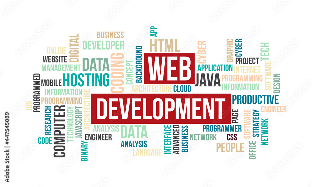 Business Concept Background, Web Development Word Cloud