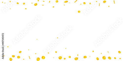 Chinese yuan coins falling. Favorable scattered CNY coins. China money. Original jackpot, wealth or success concept. Vector illustration.