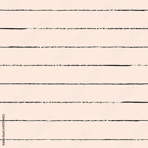 Vector drawn black stripes white seamless pattern