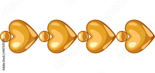 Seamless pattern golden heart chain. Beautiful jewelry precious necklaces.