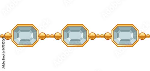Seamless pattern gem stones necklace. Beautiful precious jewelry.