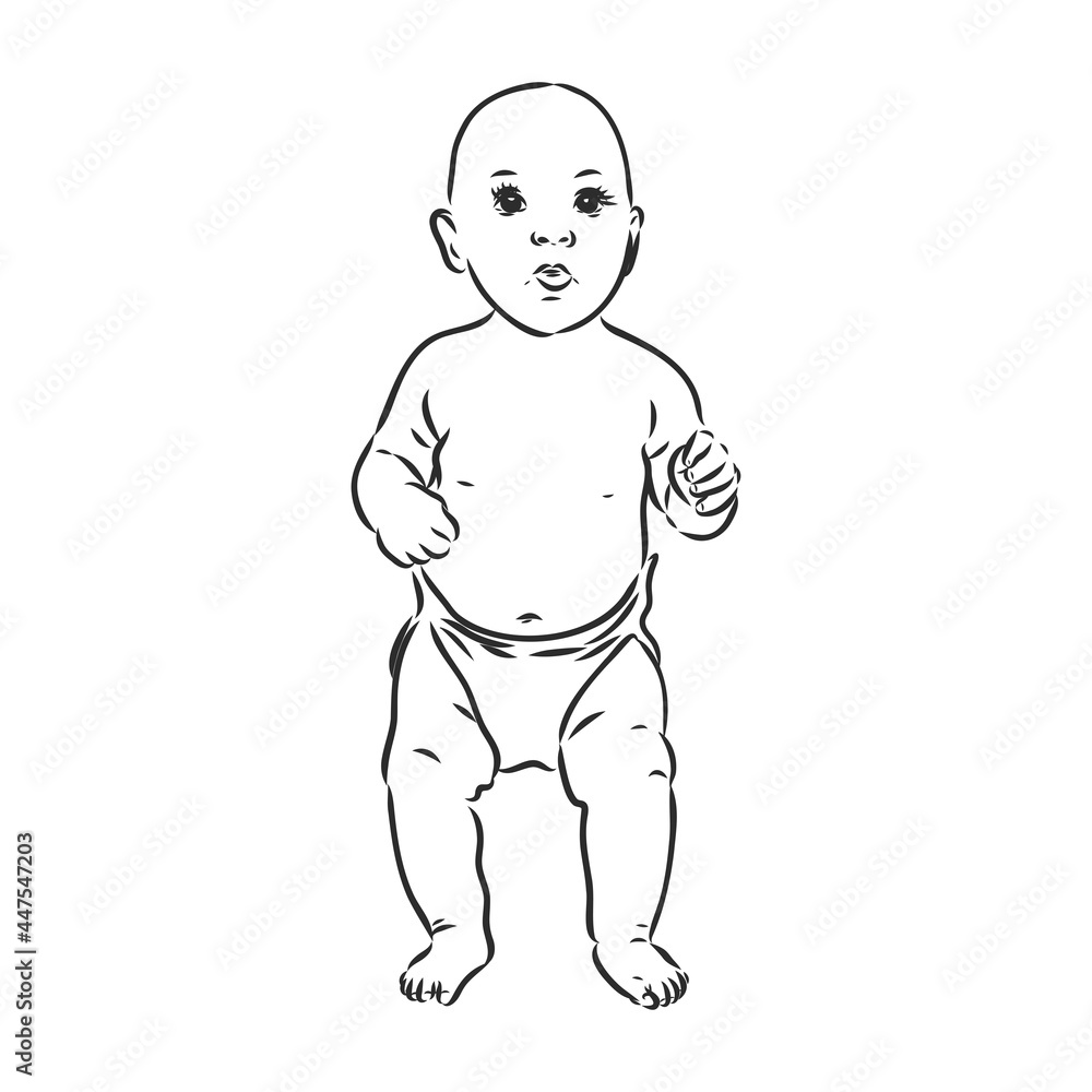 Baby figure. Front, side and back view. Beautiful body boy, character child, vector illustration Baby figure. Front, side and back view. Beautiful body boy, character child, vector illustration