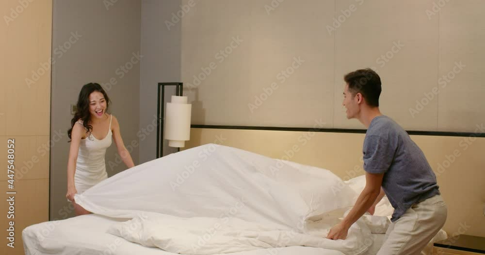 Young family having fun in bedroom,4K Young family having fun in bedroom,4K