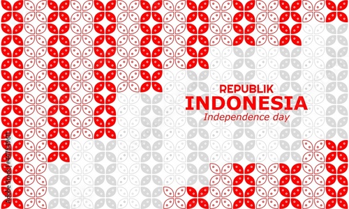 indonesia independence day vector with batik java pattern
