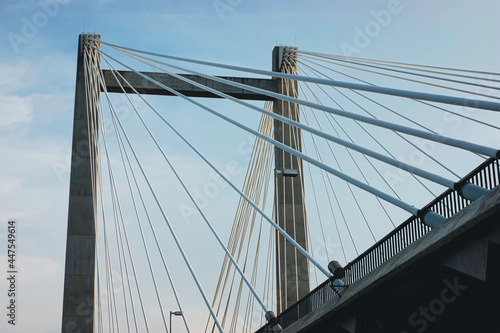 Close-up of cable bridge architecture