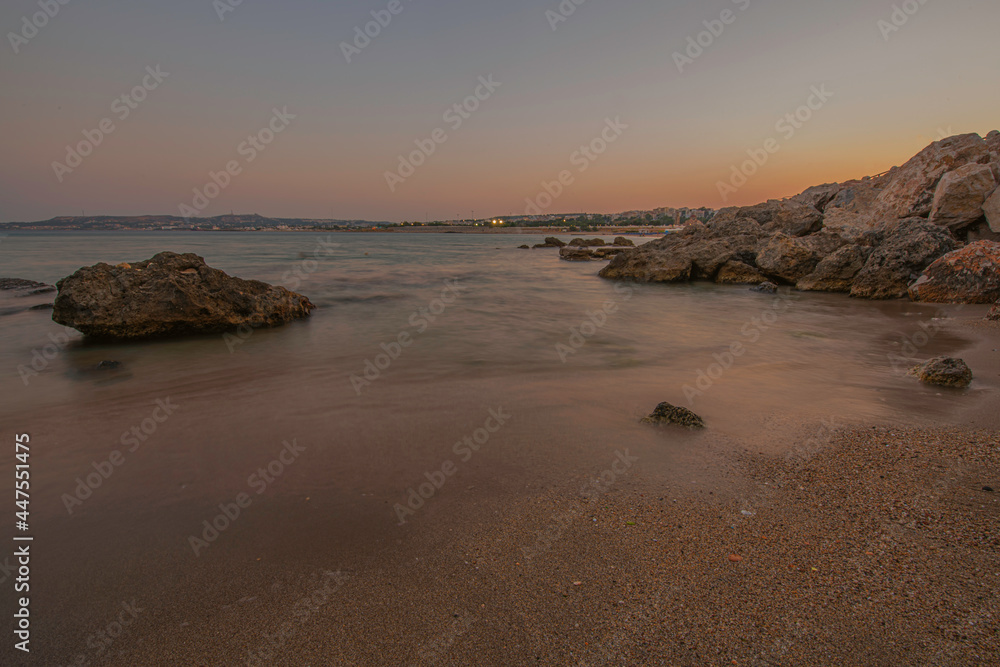 Sunset on the beach of Rhodes