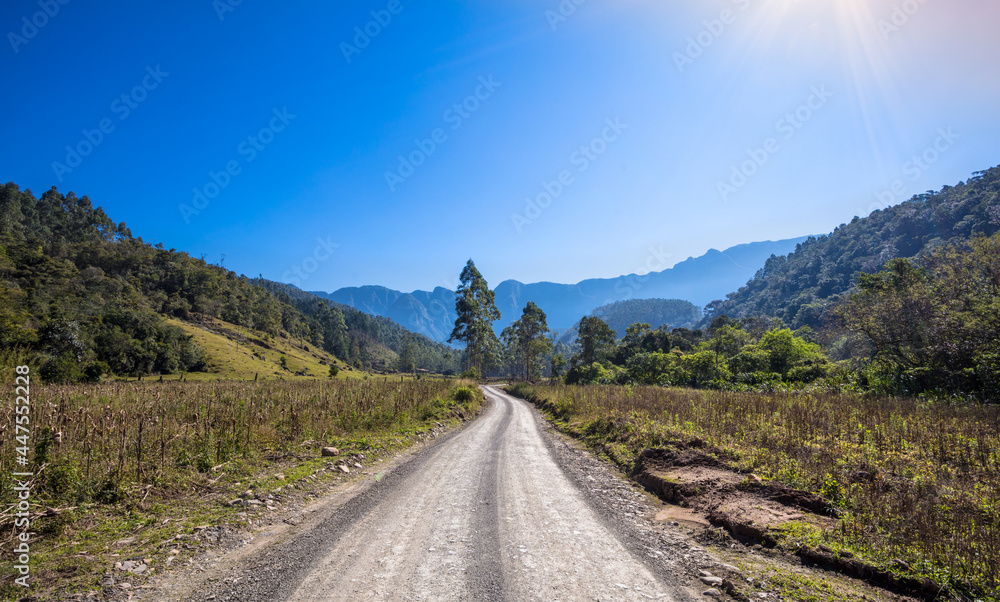 Fototapeta premium Estrada de terra em área rural no sul do Brasil.
