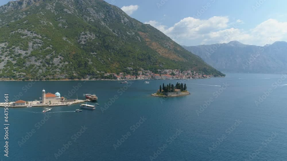 aerial view of Boka Bay and old town Perast in Montenegro aerial view of Boka Bay and old town Perast in Montenegro