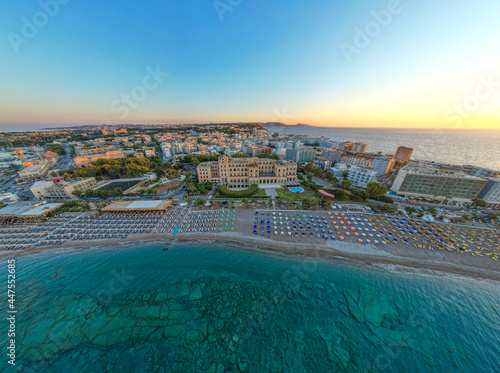 Main beach on mandraki harbour of Rhodes