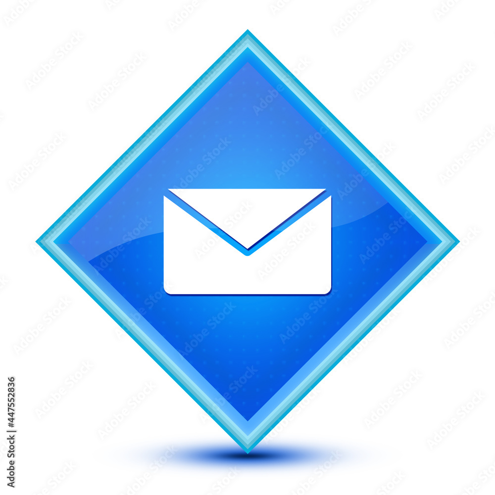 Email icon isolated on special blue diamond button illustration Email icon isolated on special blue diamond button illustration