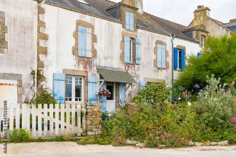 Carnac in Brittany, near the gulf of Morbihan, traditional house in the village

