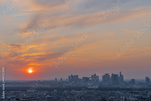 Paris, France - 07 22 2021: Eiffel Tower: View of the Trocadero and la Defense at sunset © Franck Legros