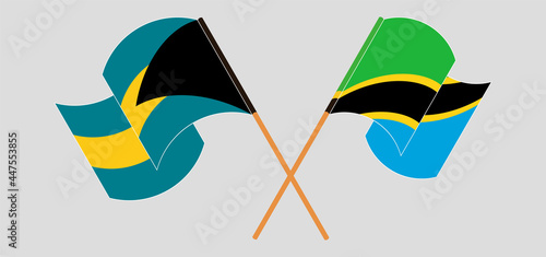 Crossed and waving flags of the Bahamas and Tanzania photo