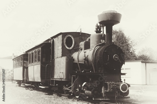 a photo of the narrow-gauge railway, stylized as an old photograph
