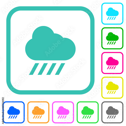 Downpour weather vivid colored flat icons