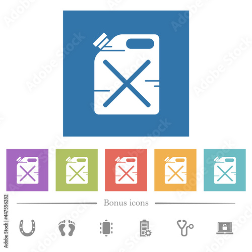 Gas can solid flat white icons in square backgrounds