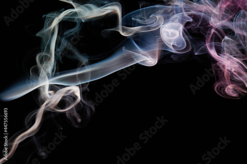Silky smoke curves on black background