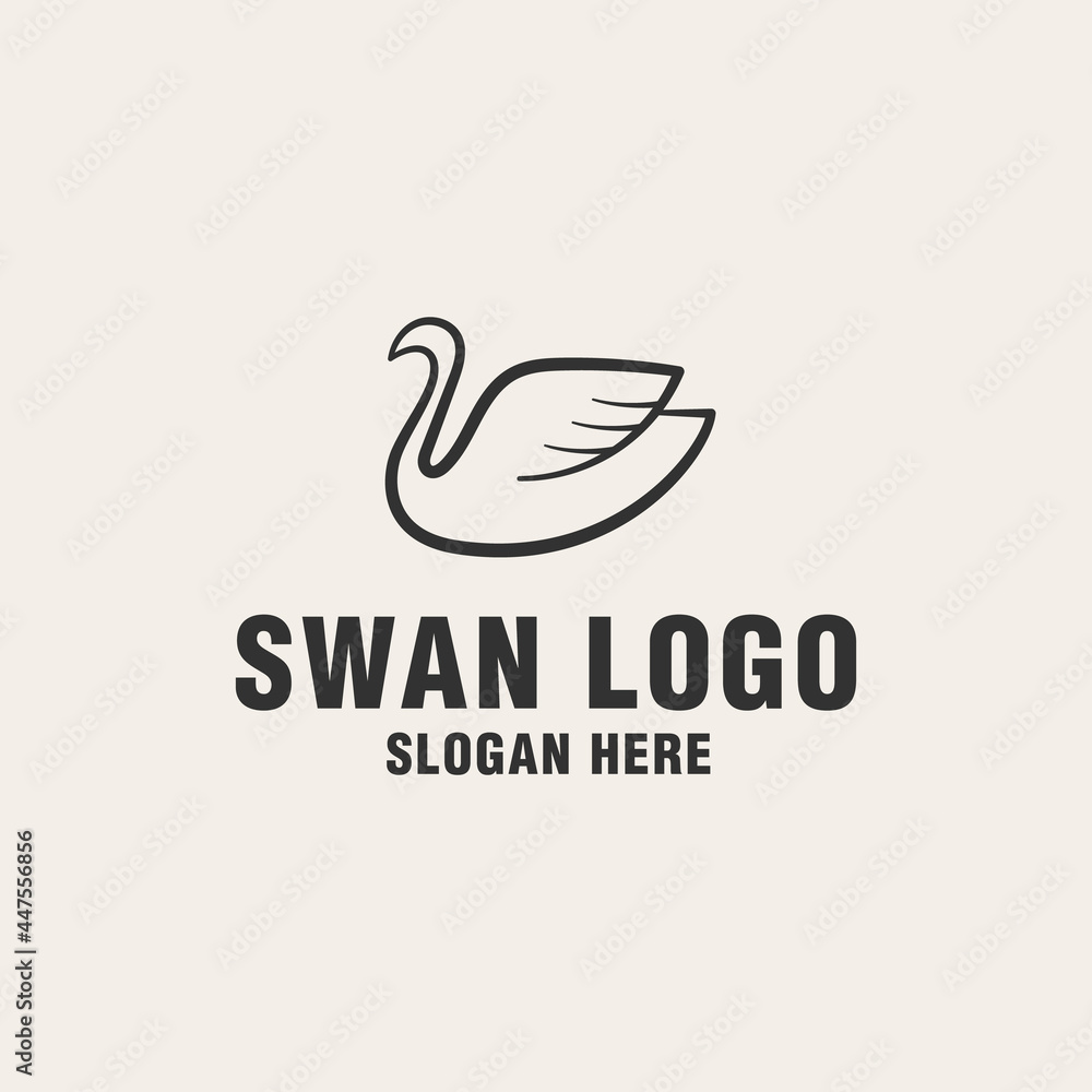 Swan logo template on monogram style Swan logo template on monogram style