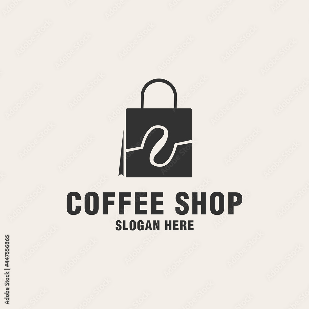 Coffee shop logo template on monogram style Coffee shop logo template on monogram style