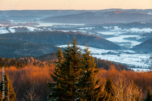 Winter view from the observation tower on the top of Korbania Mountain to the waters of Lake Solina and the Bieszczady Mountains, Solina, Polanczyk, Korbania, Bukowiec photo