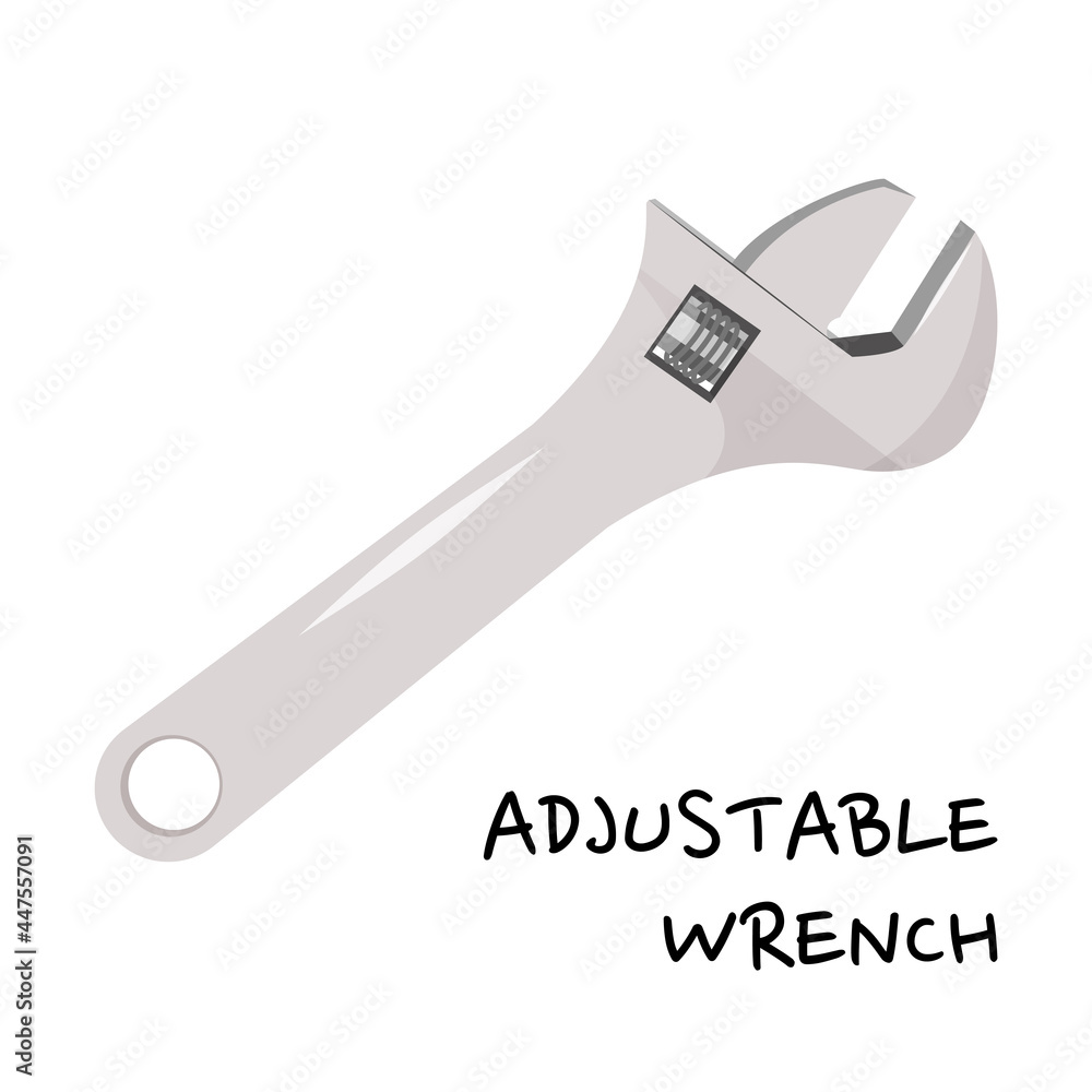 Adjustable wrench vector illustration. Hand tool for repair isolated on white background. Adjustable wrench vector illustration. Hand tool for repair isolated on white background.