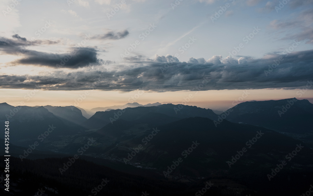 Sunset above mountains in South Germany Sunset above mountains in South Germany