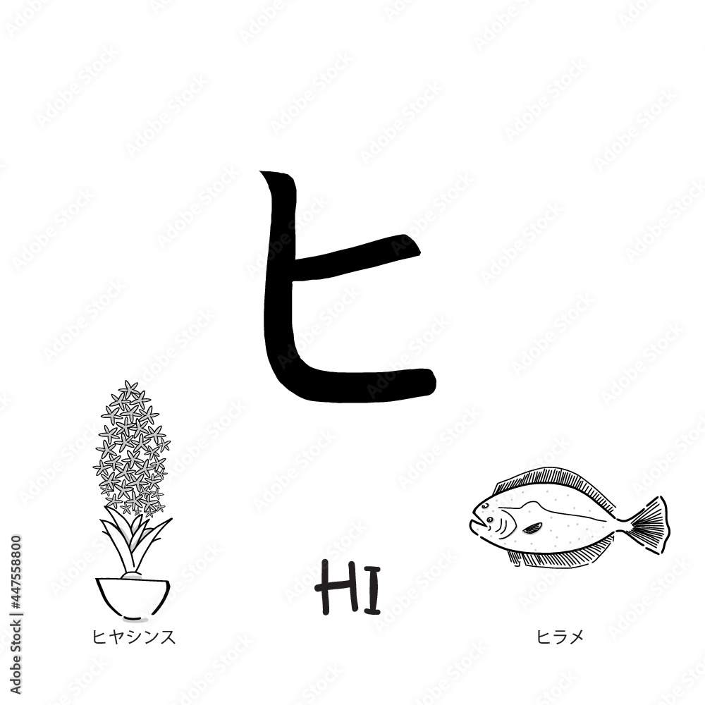 Japanese alphabets illustration Hand drawn sketch drawing. Japanese
