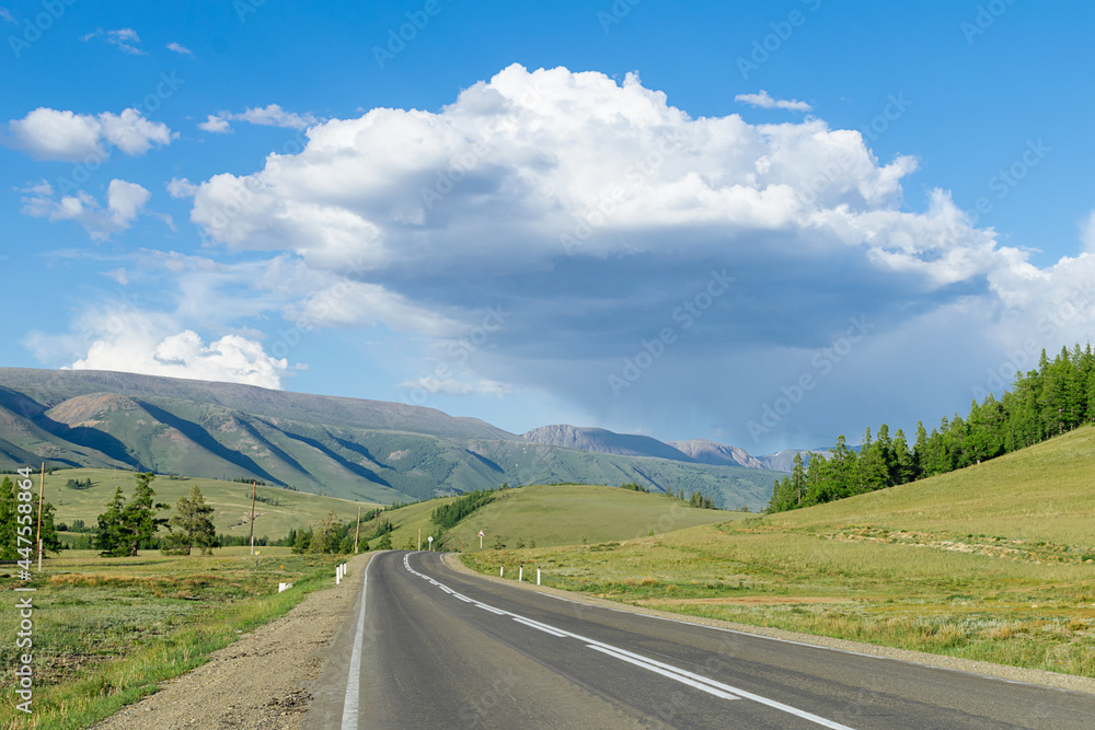 Mountain road Chuysky Trakt. Altai republic, Siberia, Russia.