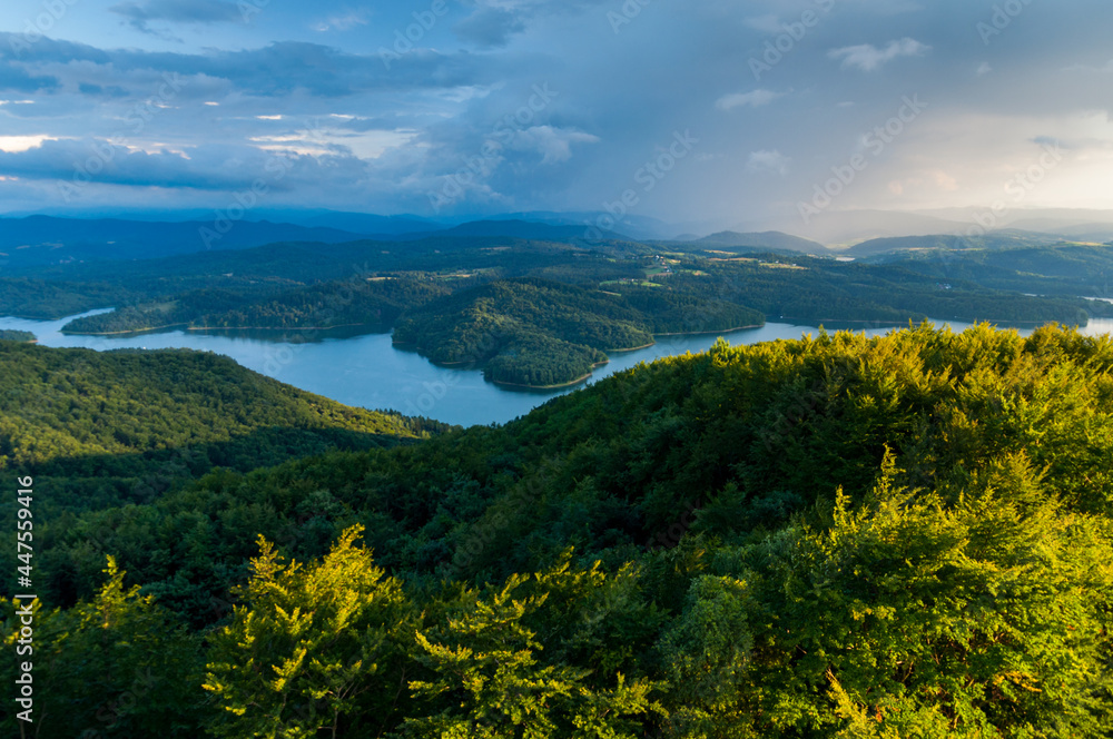 Solińskie Lake photographing from the top of Jawor, Solina, Bieszczady Mountains