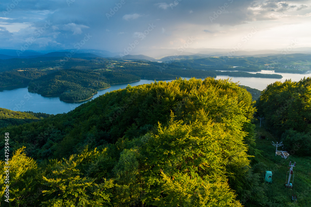 Solińskie Lake photographing from the top of Jawor, Solina, Bieszczady Mountains