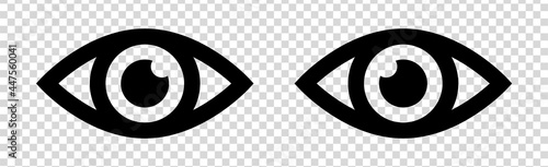 Eye icons. Pair of eyes icon illustration in flat style. Vector isolated on transparent background. 