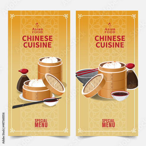 Design banner Asian food banners set isolated vector illustration