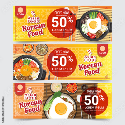 Design banner Asian food banners set isolated vector illustration