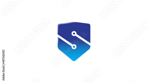 creative blue shield letter s technology logo