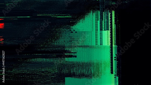 Green Red abstract psychedelic digital cyberspace code. Concept glitch banner background as crypto currency, NFT, video gaming overlay with cryptography hex code for live stream announcements.