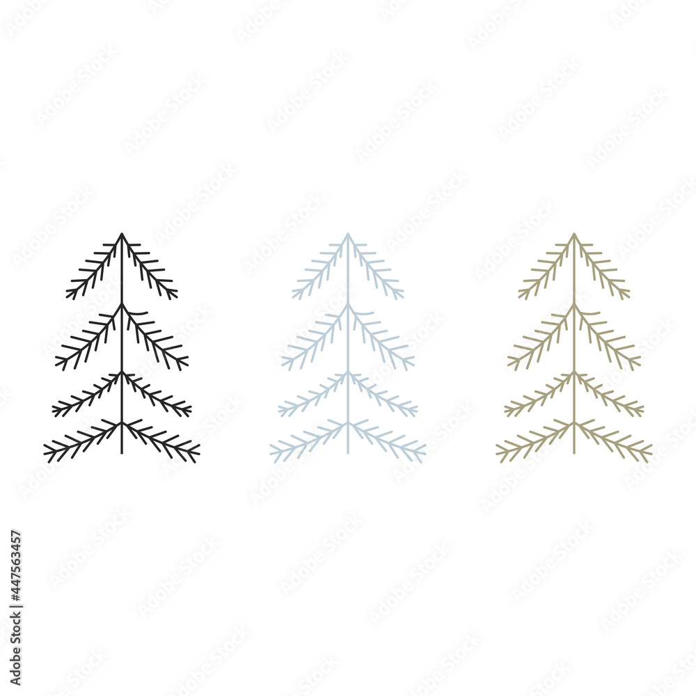 Set of hand drawn firtrees. Vector grunge style icons collection