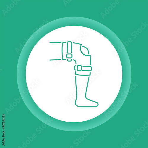 Orthopedic leg joint bandage color button icon. Rehabilitation