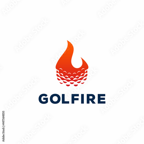 golf ball fire flame abstract negative space creative logo illustration