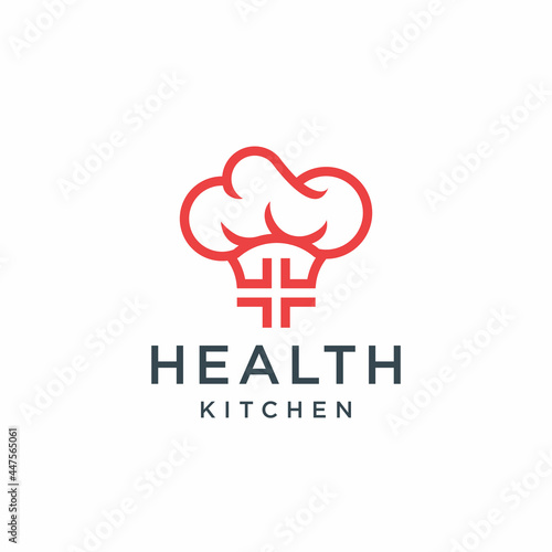 cross medical hat kitchen healthy food logo design illustration