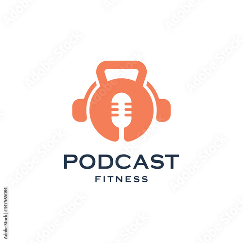 kettlebell fitness podcast exercise broadcast logo design for trainer simple illustration