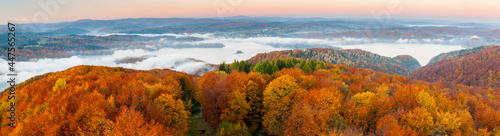 Solina Lake at autumn sunrise, Solina, Polańczyk, Bieszczady, sunrise